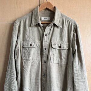 Buck Mason Hemp Herringbone Twill Soft Pack Station Shirt - Light Khaki - Large